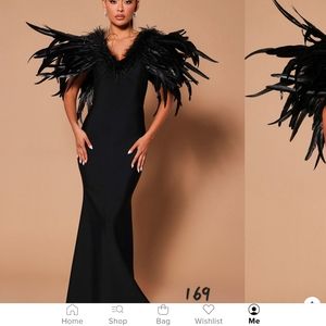 Bandage maxi dress, back split, feathered shoulder detailed